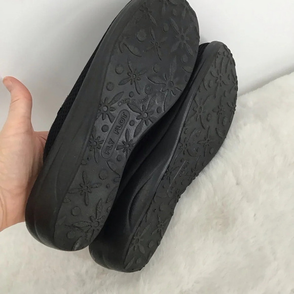 Fly Flot Italian Wide Fit Clogs Casual Comfort Black Mesh Size 40 EU US 9 - Picture 10 of 12